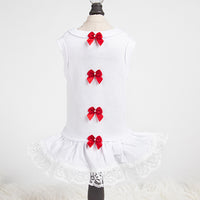 Sweetheart Dog Dress with bows in Black, Red and Pink
