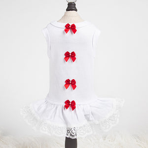 Sweetheart Dog Dress with bows in Black, Red and Pink