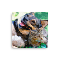 Happy Mutt and Tabby Canvas Art
