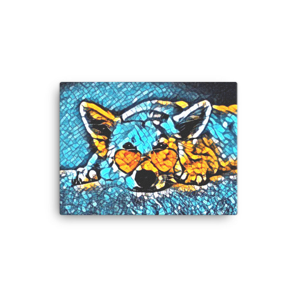 Blue Cool Dog Canvas Art