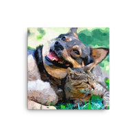 Happy Mutt and Tabby Canvas Art
