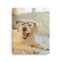 Scholarly Dog With Glasses Canvas Art
