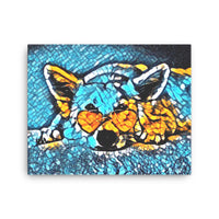 Blue Cool Dog Canvas Art
