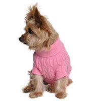 Combed Cotton Cable Knit Dog Sweater - Candy Pink
