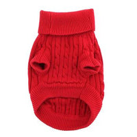 Combed Cotton Cable Knit Dog Sweater - Fiery Red
