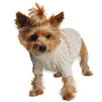 Combed Cotton Cable Knit Dog Sweater - Oatmeal
