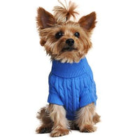 Combed Cotton Cable Knit Dog Sweater - Riverside Blue
