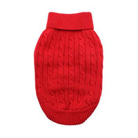 Combed Cotton Cable Knit Dog Sweater - Fiery Red
