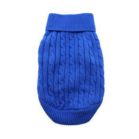 Combed Cotton Cable Knit Dog Sweater - Riverside Blue
