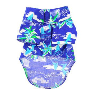 Hawaiian Camp Shirt - Ocean Blue and Palms