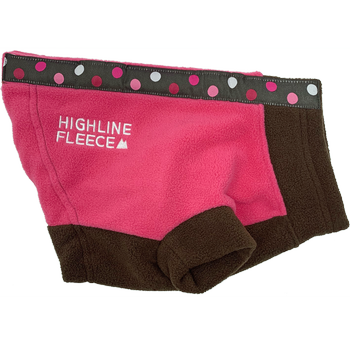 Highline Fleece Dog Coat - Pink and Brown with Polka Dots