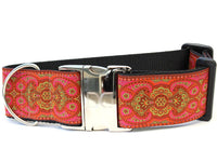 Kashmir Medina Spice Extra Wide Dog Collar with Silver Metal Buckle
