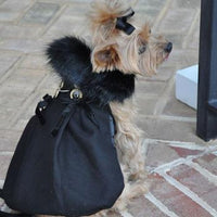 Wool Fur-Trimmed Dog Harness Coat - Black
