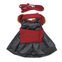 Wool Fur-Trimmed Dog Harness Coat - Burgundy
