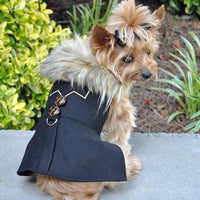 Wool Fur-Trimmed Dog Harness Coat - Chevron
