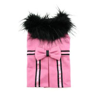 Wool Fur-Trimmed Dog Harness Coat - Pink
